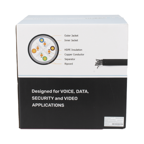 LINKEDPRO BY EPCOM PRO-CAT-6-EXT-LITE-DJ Bobina de Cable UTP 305 m, Cat6 Con DOBLE FORRO, para Exterior, CLIMAS EXTREMOS, Color Negro