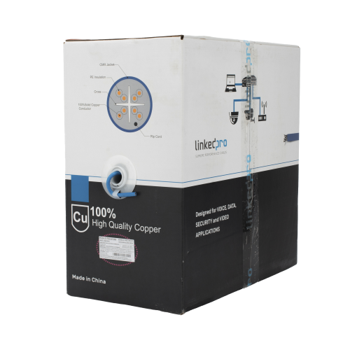 LINKEDPRO BY EPCOM PRO-CAT6A-R Bobina de cable U/UTP Cat6A de 305 mts, Color Azul, CMR, soporta 10G-BaseT para transmisión de frecuencias de hasta 500MHz, UL