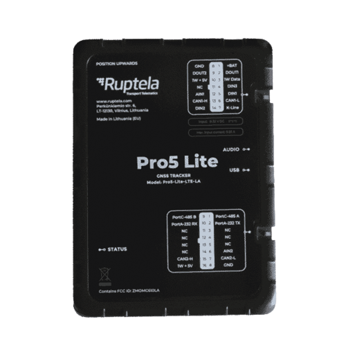 RUPTELA PRO5LITE Tracker GPS Pro5 Lite, LTE CAT1 bis (4G), GSM (2G), Lectura de Datos CAN, Monitoreo de Audio, Temperatura y Combustible, Pequeño con Nano SIM, Conectividad BLE, Protección Avanzada