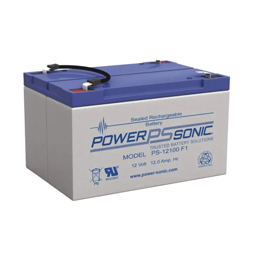 POWER SONIC PS-12100-F1 Batería 12V, 12AH, Para Respaldo, Tecnologías AGM/VRLA, 5 Años Vida Útil, Terminales F1, Reconocida UL