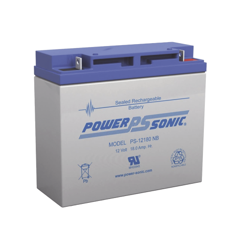 POWER SONIC PS-12180-NB Batería 12V, 18AH, Para Respaldo, Tecnologías AGM/VRLA, Diseño De Vida Útil 5 Años, Terminales Tipo NB, Listada UL, Libre De Mantenimiento
