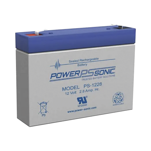POWER SONIC PS-1228-F1 Batería 12V, 2.8AH, Para Respaldo, Tecnologías AGM/VRLA, 5 Años Vida Útil, Terminales F1, Reconocida UL