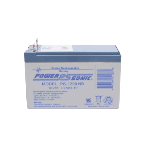 POWER SONIC PS-1290-NB Batería 12V, 9AH, Para Respaldo, Tecnologías AGM/VRLA, 5 Años Vida Útil, Terminales NB, Reconocida UL