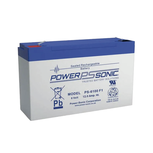 POWER SONIC PS-6100-F2 Batería 6V, 12AH, Para Respaldo, Tecnologías AGM/VRLA, 5 Años Vida Útil, Terminales F2, Reconocida UL
