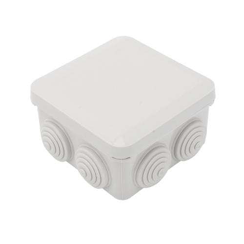 PRECISION PST-0808-ER Caja Derivación-Conexión de Plástico (89 X 89 X 50 mm) con 7 Glándulas de Goma. Para Instalaciones Comerciales, Residenciales e Industriales. Cerrado a Presión.