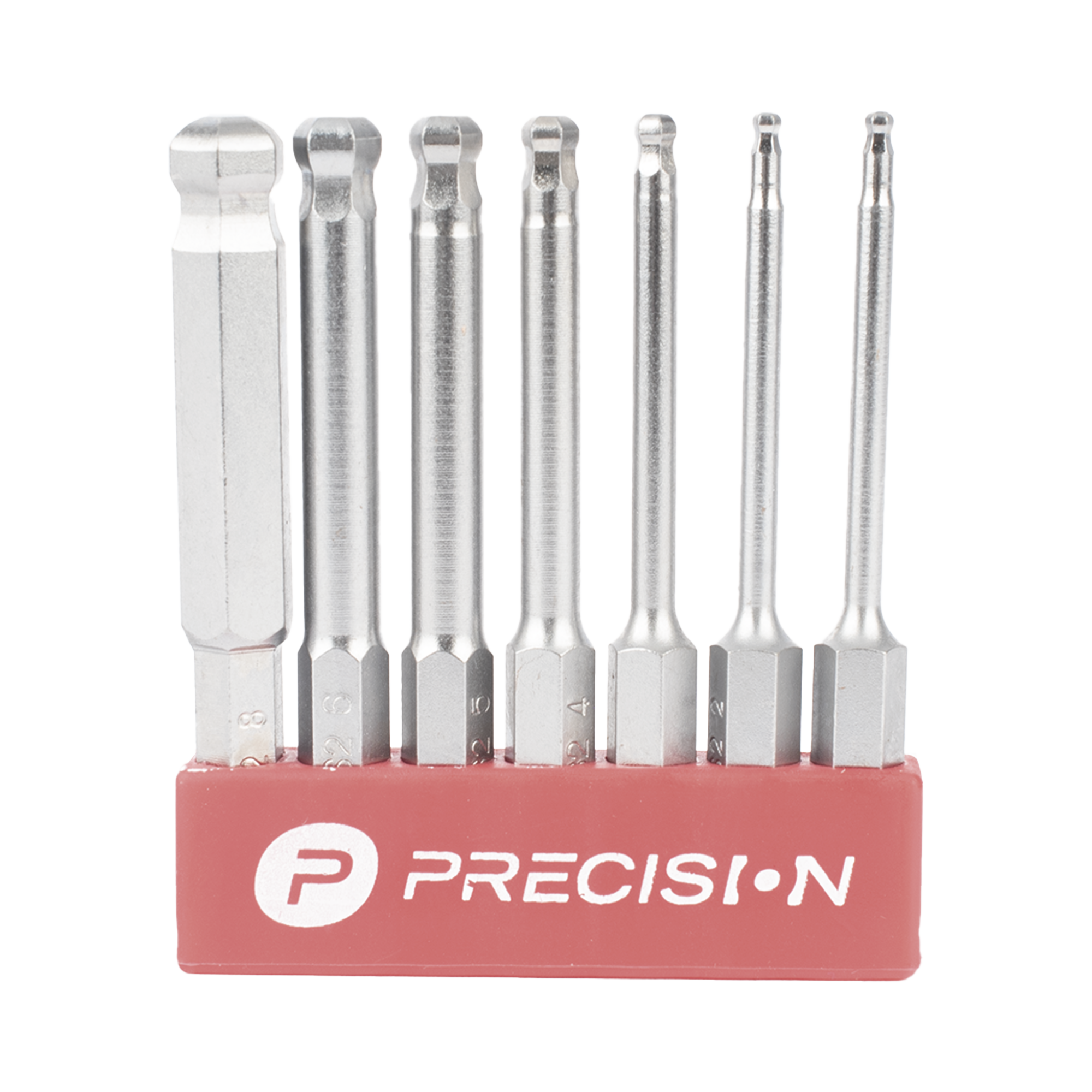 PRECISION PST-C01-004 Juego de 7 Puntas Hexagonales, Allen, Milimétricas con Cabeza Redonda para Destornillador de entrada Hexagonal de 1/4″