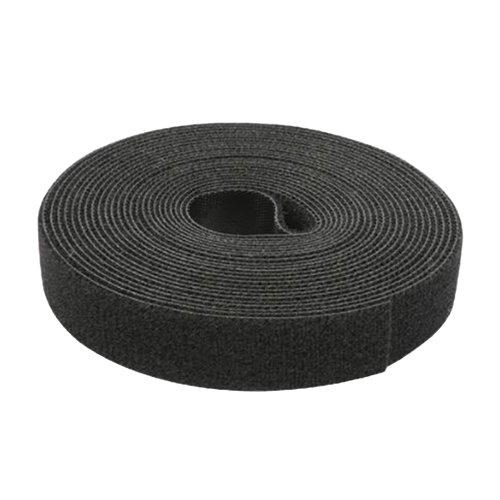 PRECISION PST-C05-001-BK Cinta de Contacto Autoadherente Color Negro, 1.6 cm x 25 metros, Espalda con Espalda (Gancho y Bucle)