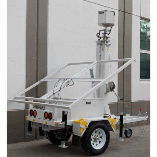 PRECISION PST-VTS-2P Traila, Remolque con Mástil Retráctil de 7.5 m. para Videovigilancia o Iluminación, con capacidad para Instalar Módulos Solares y Baterías (No incluidos)