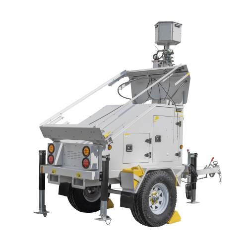 PRECISION PST-VTS-3P Traila, Remolque con Mástil Retráctil de 7.5 m. para Videovigilancia o Iluminación, con Bases para Instalar Paneles Solares y Baterías (No incluidos)