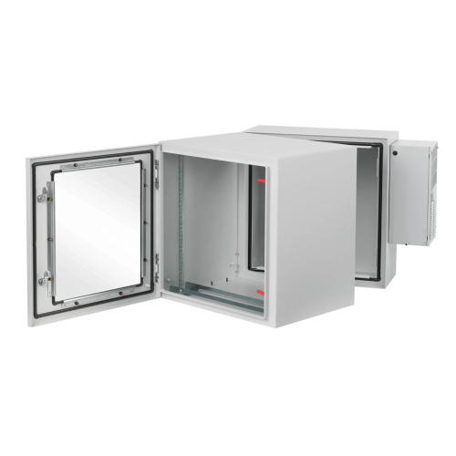 HOFFMAN PTHW362428G2A Gabinete Industrial ProTek de Puerta con Ventana, Con Aire Acondicionado de 800 BTU, Protección NEMA Tipo 4/12; IP66; IK10, Abatible, Fabricado en Acero, 19 UR, Color Gris Claro