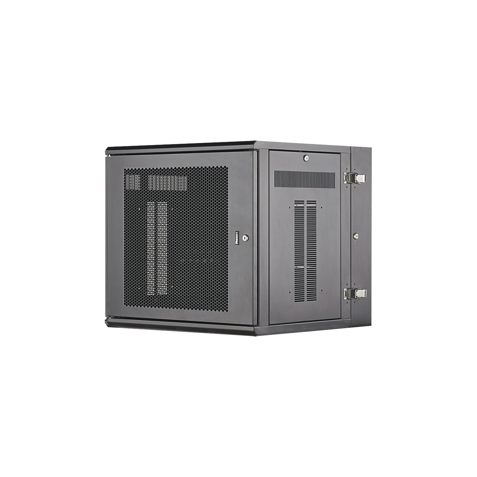 PANDUIT PZWMC12P Gabinete PanZone de Montaje en Pared, de 19in, Puerta Ventilada, 12 UR, 635mm de Profundidad, Color Negro