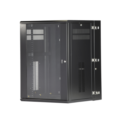 PANDUIT PZWMC18W Gabinete PanZone de Montaje en Pared, de 19in, Puerta con Ventana de Seguridad, 18 UR, 635mm de Profundidad, Color Negro