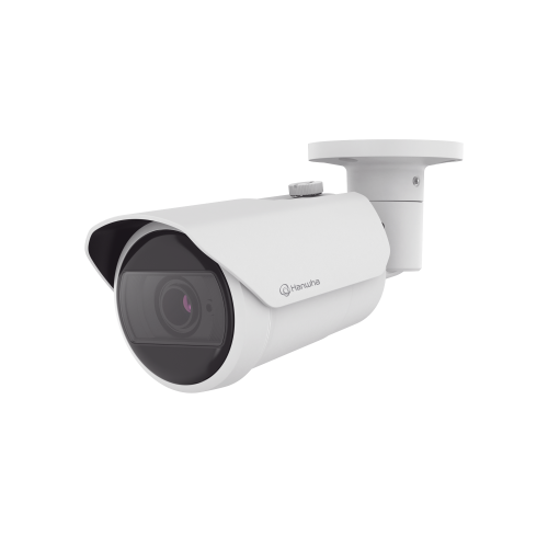 Hanwha Techwin Wisenet QNO-C9083R Camara Bala IP 8MP con funciones IA, Lente Motorizado 3.2 a 10.2 mm, WDR 120dB, H.265, RanuraSD, Protección IP66 IK10, IR 30m
