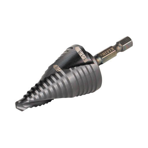 KLEIN TOOLS QRST11 Broca Escalonada 12 en 1, de Liberación Rápida, Acanaladura en Espiral, produce Agujeros de 2-3 cm e Intermedios. 10x más Durable