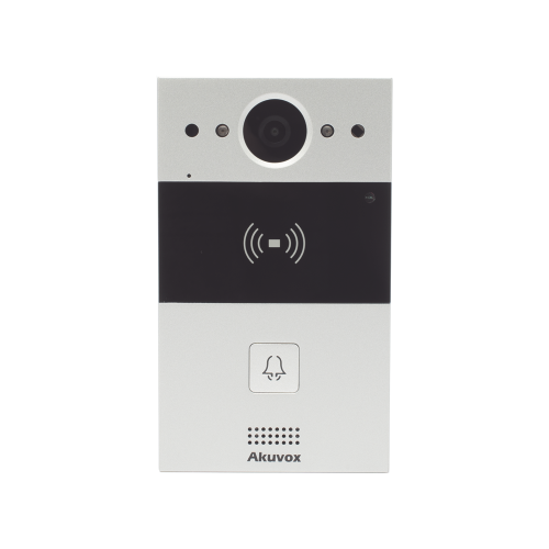 AKUVOX R20A Videoportero de 1 Botón, Lector de Tarjetas MIFARE y PROX EM, Notificación a APP, 100% en la Nube, Notificación por Llamada Telefónica, SIP, ONVIF, IP65, Cámara 2MP, Panel de Aluminio, Control de 2 Puertas