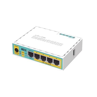 MIKROTIK RB750UPR2 (hEX PoE LITE) RouterBoard, 5 Puertos Fast Ethernet, 4 con PoE Pasivo, 1 Puerto USB