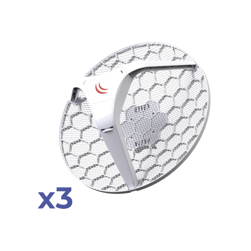 MIKROTIK RBLHG5KIT Paquete 3 (LHG 5) Cliente y PtP en 5 GHz 802.11 a/n, Antena Integrada de 24.5dBi, Hasta 316mW de Potencia.