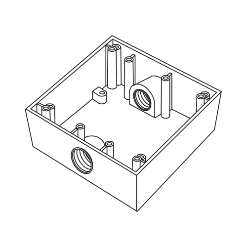 RAWELT RC-04-83 Caja Cuadra de 3/4″ a Prueba de Intemperie/ Cuenta con 2 salidas.