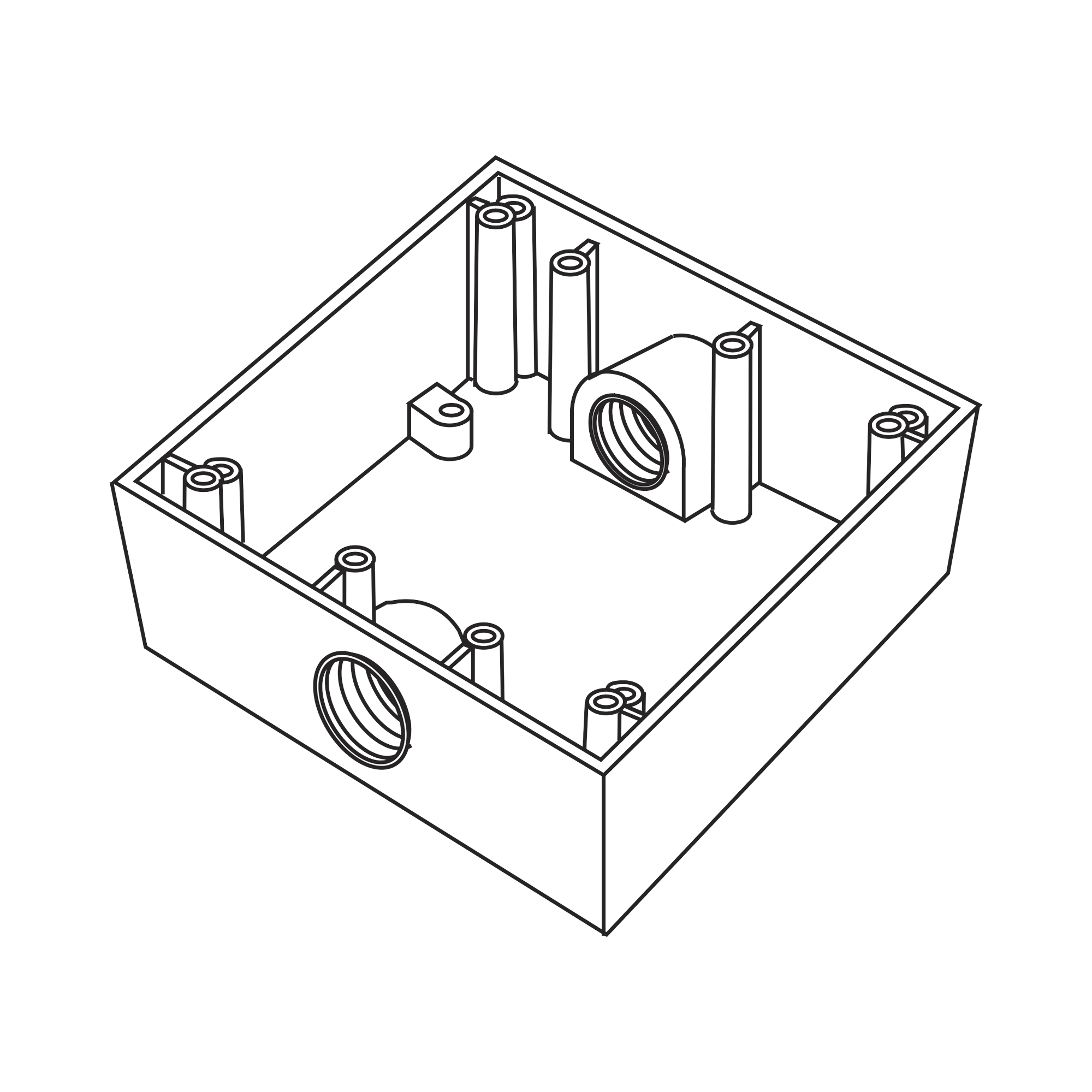 RAWELT RC-04-83 Caja Cuadra de 3/4″ a Prueba de Intemperie/ Cuenta con 2 salidas.