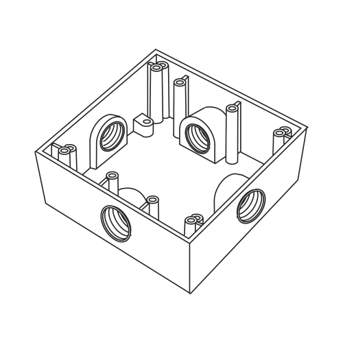 RAWELT RC-0487 Caja Cuadrada de 3/4″ (19.05 mm) a Prueba de Intemperie/ Cuenta con 4 bocas.