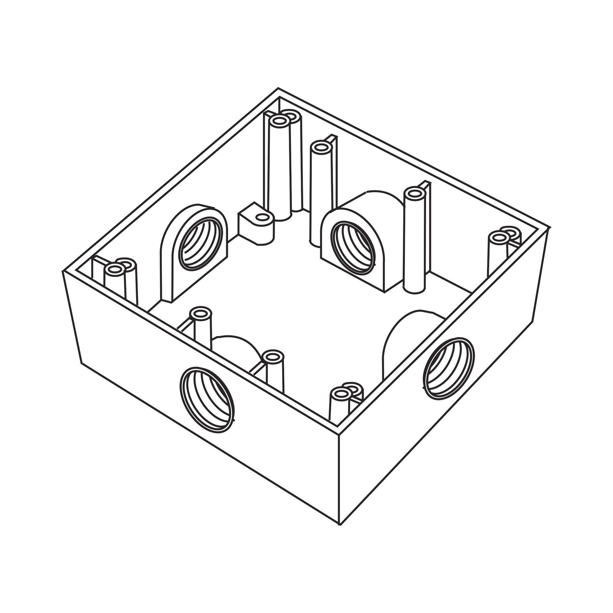 RAWELT RC-0487 Caja Cuadrada de 3/4″ (19.05 mm) a Prueba de Intemperie/ Cuenta con 4 bocas.