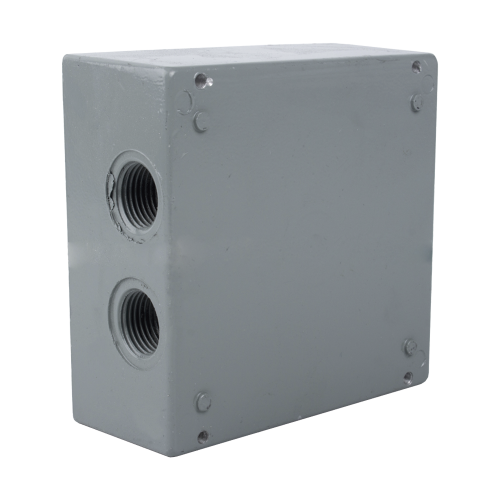 RAWELT RC-0493 Caja Condulet Cuadrada de 3/4″ (19.05 mm) con 4 bocas a prueba de intemperie.