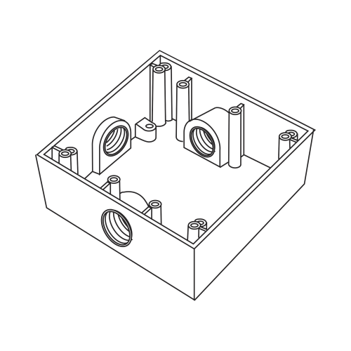 RAWELT RC-0503 Caja Cuadrada de 3/4″ (19.05 mm) a Prueba de Intemperie/ Cuenta con 3 bocas.