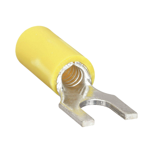 EPCOM POWERLINE RC1157-100 Terminal tipo horquilla ( espada ) aislada, 12 – 10 AWG, Amarillo, Paquete de 25 piezas.