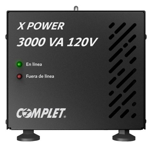 Regulador De Voltaje COMPLET X-POWER 3000 VA/3000 W 120V . Terminales De Conexión Y 2 Contactos NEMA 5-15R – Supresor De Picos De Voltaje 504 J, P/N ERV-1