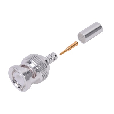 RF INDUSTRIES,LTD RFB-1106-2ST Conector BNC Macho de Anillo Plegable para Cable LP-142, LP-195, LMR-195, RG-58/U, RG-142/U, Plata/Oro/Teflón.