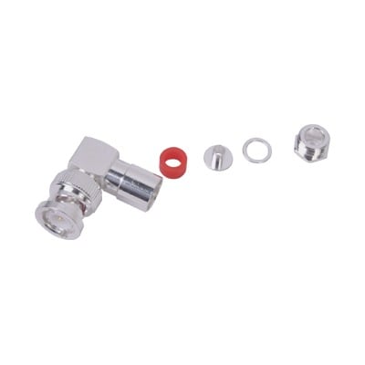 RF INDUSTRIES,LTD RFB-1110-C-04 Conector BNC Macho en Ángulo Recto de Rosca para LP-195, LP-142, LMR-195, RG-58/U, RG-142/U, Plata/Oro/Teflón.