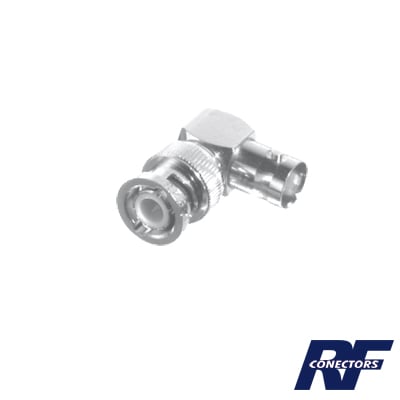 RF INDUSTRIES,LTD RFB-1132 Adaptador en Ángulo Recto, de Conector BNC Macho a BNC Hembra, 50 Ohm (Monitor), Níquel/ Plata/ Teflón.