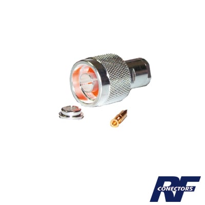 RF INDUSTRIES,LTD RFN-1004-1SX Conector N Macho de Rosca para Cables RG-8/X, LMR-240, BELDEN 9258, Plata, Oro, Teflón.