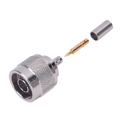 RF INDUSTRIES,LTD RFN-1005-2N Conector N Macho de Anillo Plegable para Cables Coaxiales LP-142, LP-195, RG-58/U, RG-142/U, LMR-195, Níquel/ Oro/ Teflón.​