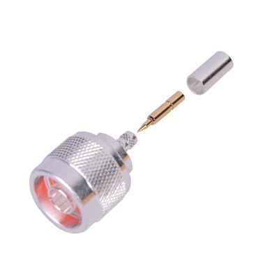 RF INDUSTRIES,LTD RFN-1005-3C Conector N Macho de Anillo Plegable para Cable LP-195, RG-58/U, Plata/ Oro/ Teflón.