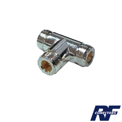 RF INDUSTRIES,LTD RFN-1011-1 Adaptador en T, Triple Conectores N Hembra, Plata/ Oro/ Teflón.