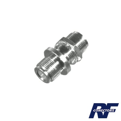 RF INDUSTRIES,LTD RFN-1023 Adaptador Doble N Hembra para Chasis de Montaje Frontal en Doble D Plano y Cuerpo Plateado.