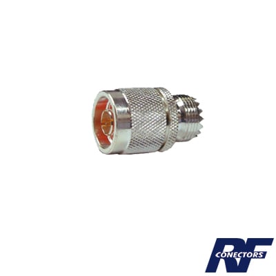 RF INDUSTRIES,LTD RFN-1035-1 Adaptador en Línea, de Conector N Macho a UHF Hembra (SO-239), Plata/ Oro/ Teflón.