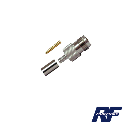 RF INDUSTRIES,LTD RFT-1216-1 Conector TNC Hembra de Anillo Plegable para Cables RG-58/U, RG-142/U, Niquel /Oro /Delrin.