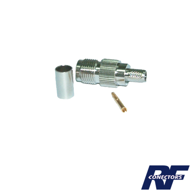 RF INDUSTRIES,LTD RFT-1217-X Conector TNC Hembra de Anillo Plegable para Cables RG-8/X, LMR-240, Grupo X, Níquel/ Oro/ Delrin.