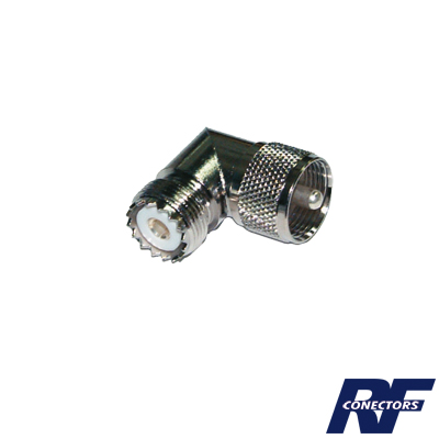 RF INDUSTRIES,LTD RFU-532 Adaptador en Ángulo Recto, de Conector UHF Macho (PL-259) a UHF Hembra (SO-239), Níquel/ Oro/ Delrin.