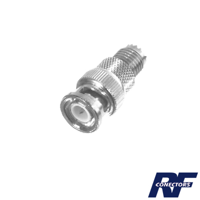 RF INDUSTRIES,LTD RFU-627 Adaptador en Línea de Conector Mini-UHF Hembra a BNC Macho, Níquel/ Oro/ Teflón.
