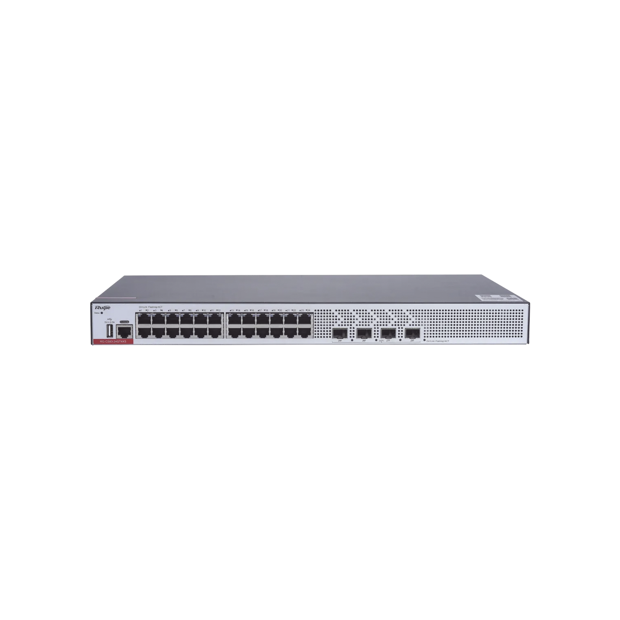 RUIJIE RG-CS83-24GT4XS Switch de Acceso Capa 3 con doble Chip para Alta Disponibilidad Ideal en Redes Empresariales con 24 puertos Gigabit y 4 SFP+ 10Gb