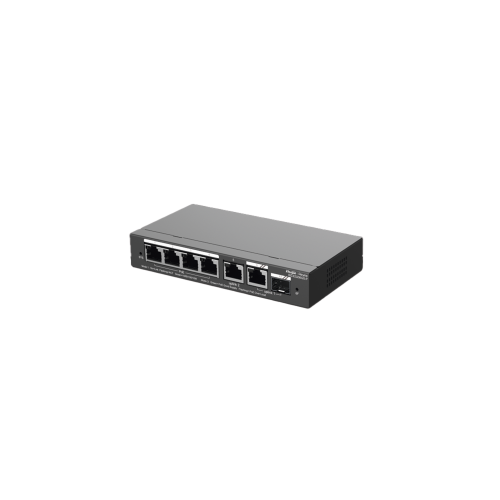 RUIJIE RG-ES206GS-P Switch Administrable con 4 puertos Gigabit PoE, 2 Uplink Gigabit y 1 Uplink Gigabit para Fibra SFP en combo, gestión gratuita desde la nube