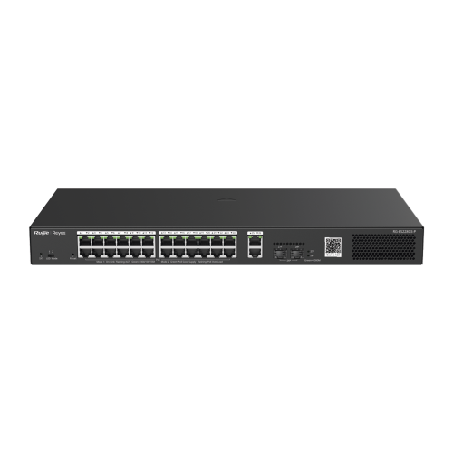 RUIJIE RG-ES228GS-P Switch Smart PoE con 24 puertos Gigabit PoE 802.3af/at + 2 SFP para fibra 1Gb, gestión gratuita desde la nube, 370w