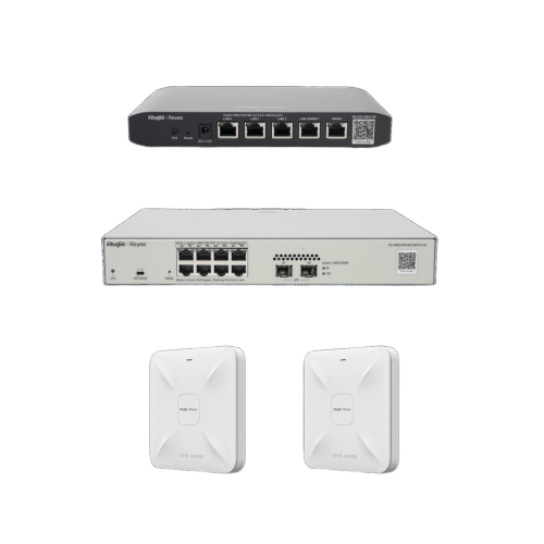 RUIJIE RG-KIT-OH-100 Solución Completa de Red para hasta 100 Clientes y hasta 2 servicios de Internet., Ideal para Iniciar un Proyecto de Hotelería u Oficina