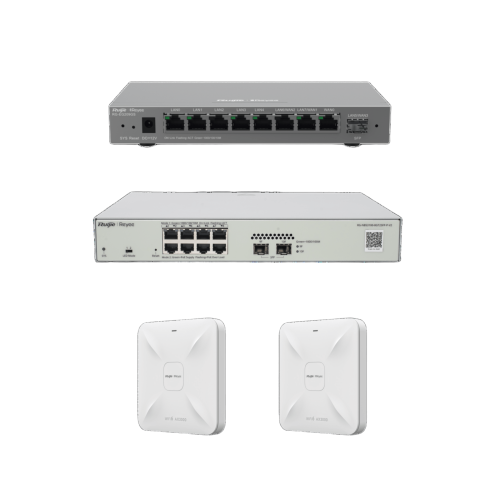RUIJIE RG-KIT-OH-200 Solución Completa de Red para hasta 200 Clientes y hasta 4 servicios de Internet., Ideal para Iniciar un Proyecto de Hotelería u Oficina