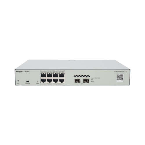 RUIJIE RG-NBS3100-8GT2SFP-P-V2 Switch Administrable PoE Capa 2 con 8 puertos Gigabit PoE 802.3af/at + 2 SFP para fibra 1Gb, gestión gratuita desde la nube, 125w
