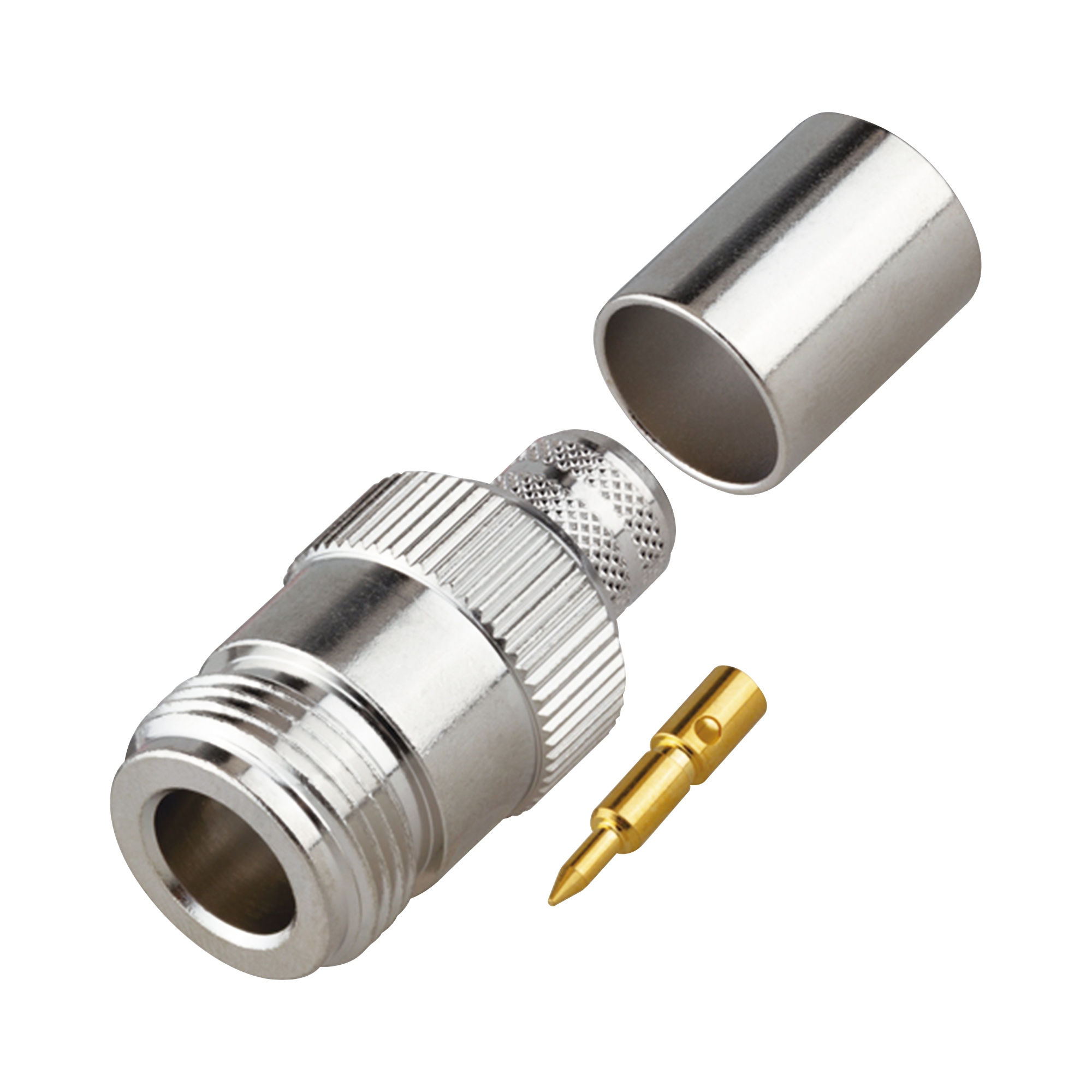 RF INDUSTRIES,LTD RP-1028-I Conector N Hembra Inverso de Anillo Plegable para Cables 9913, RG-8/U, LMR-400, Grupo I, Níquel/ Oro/ Teflón.