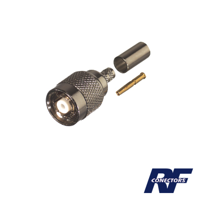 RF INDUSTRIES,LTD RP-1202-C1 Conector TNC Macho Inverso de Anillo Plegable para Cable RG-142/U, Níquel/ Oro/ Teflón.